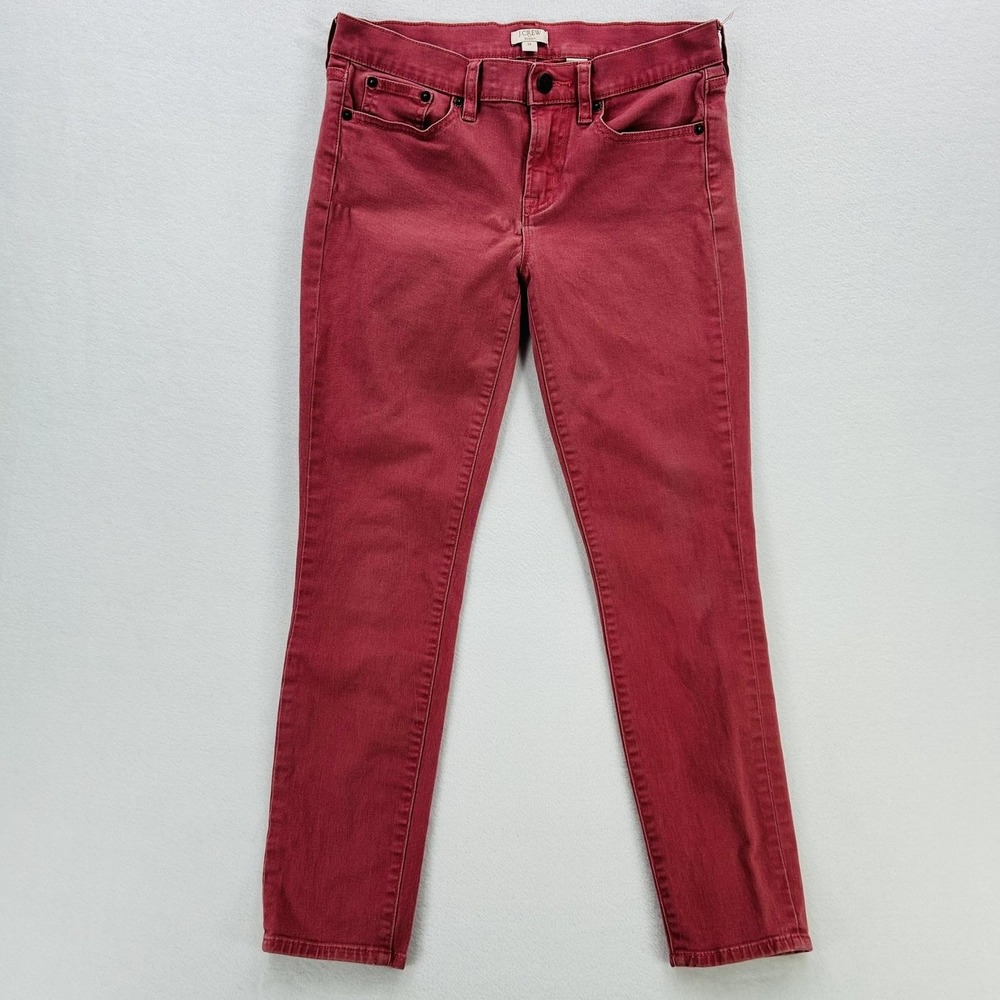 J.Crew Jeans Womens 26 Red Good Mid Rise Skinny Stretch Denim E6687